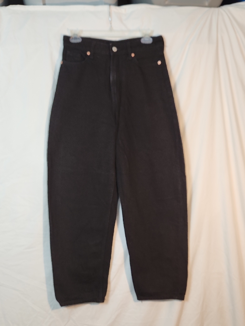 & denim Black Barrel High-Waisted Baggy Black Denim Jeans